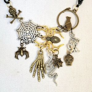 #534 Halloween Statement Necklace, Snakes vs. Spiders